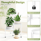 3 Tier Corner Plant Stand Indoor Outdoor, Metal, 10 Inch Wide Tray, White - Image 3