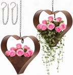 2 Pack Metal Plant Hangers Indoor Outdoor Heart Hanging Planters by Romooa