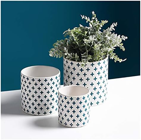 Pot Flower Pots Plant Pots with Drainage Hole and Saucer Round Ceramic Indoor Planter Modern Decorative Gardening Pot Suitable for Indoor and Outdoor Flower Plant Pots (Color : Green, Size : A) - Image 3