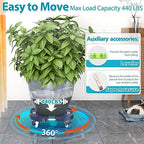 VANCASTLE Plant Caddy with Lockable Wheels 15-22'' Adjustable Plant Stand - Image 4