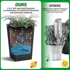 GarveeLife 16 Inch Tall Rattan Planter Set of 2, Large Self-Watering Pot with Water Level Monitor Outdoor and Indoor for Patio, Porch, Living Room, or Home Office, Black - Image 6