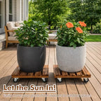 16 Inch Plant Caddy with Wheels, 4 Pack Rolling Plant Stand Rollers with Casters Wooden Plant Dolly with Wheels Heavy Duty Large Rolling Planter Base for Indoor & Outdoor Plants Square Flower Stand - Image 4
