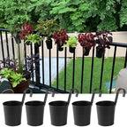 20 Pack 4 Inch Railing Hanging Planter, Black Small Hanging Bucket Planters, Metal Hanging Flower Pots, Metal Railing Bucket for Outdoor, Balcony, Fence, and Porch with Detachable Handles - Image 5