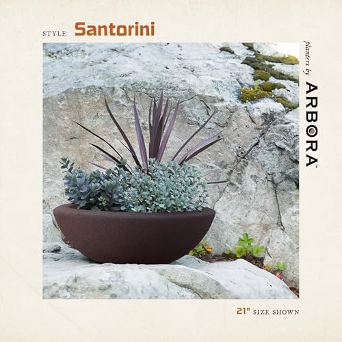 ARBORA 21" Santorini Bowl Planter - Lightweight Polyresin Outdoor Plant Pot - Image 3