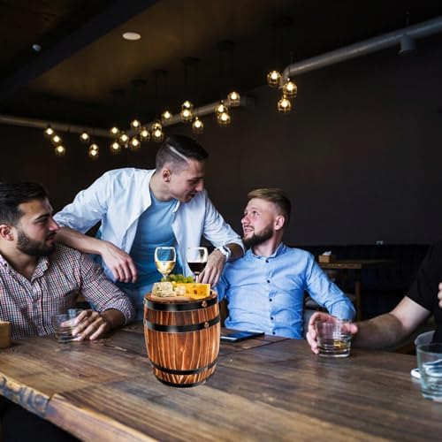 BESTOYARD Wood Wine Barrel Whiskey Barrel Bucket Aging Barrel Vintage Planter Container Water Wishing Well Pail for Home Kitchen Bar Summer Party Decoration Dark Brown, 20.00X16.00X16.00CM - Image 3