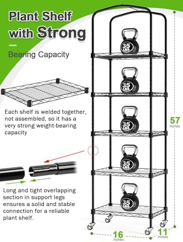 5-Tier Mini Greenhouse with Caster Wheels, Each Shelf Height Adjustable - Image 2
