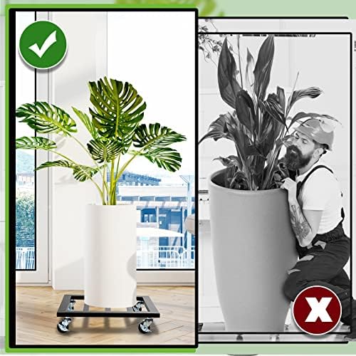 Taiyin 20 Inch Metal Plant Stand with Lockable Wheels Heavy Duty Rolling Stand 350lb Square Roller Base Potted Plant Dolly for Outdoor Indoor Patio Planter Large Succulent Flower Pot Cart - Image 4