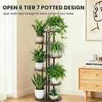 Tiered Plant Stand Indoor, Tall 6 Tier 7 Potted Wooden Plant Shelf for Multiple Flower Plants, Multi Corner Metal Plant Holder Indoor for Patio Garden Patent Design Living Room Balcony Bedroom, Rustic Brown - Image 4