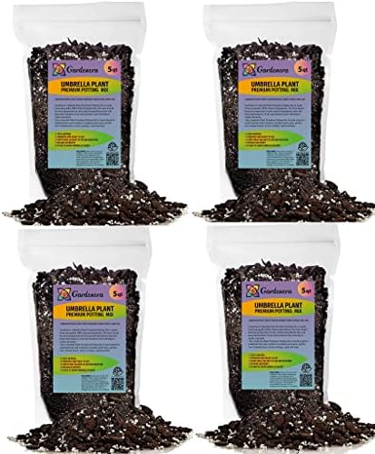 Gardenera Umbrella Plant Premium Potting Mix - 20 Quart - Nourish Your Plants with Nature's Finest Ingredients (4 Bags of 5 QT) by Gardenera