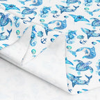 Nautical Upholstery by The Yard, Sea Turtle Shell and Shark Dolphin Animals Anchors DIY Art, Blue White, Wild Ocean Life, 5 Yards - Image 6