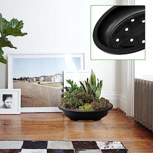 JAPCHET 12 PCS Oval Bonsai Training Pots, Plastic Pots with Drainage Holes Oval Nursery Pot for Home, Garden and Hotel, 15 x 11.4 x 3.5 in, Black - Image 7