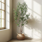 Erimda 7FT Artificial Olive Tree Tall Faux Silk Plant Tall Faux Olive Tree with Natural Wood Trunk & Lifelike Fruits Fake Potted Tree or Home Office Decor - Image 3