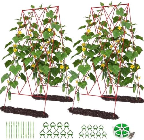 DoCred 39.4" H Cucumber Trellis, 2 Pack Foldable A Frame Garden Trellis by DoCred