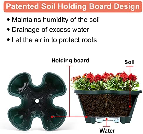 GameXcel Vertical Planter Tower - 3 Tier Stackable Garden Planters with Wheels and Tools Plant Pots for Strawberry Herb Flower and Vegetable Indoor Outdoor Use Green 2 Pack - Image 3