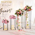 NUPTIO Black Vase Wedding Centerpieces, Geometric Stand, 15.7" Tall, 2 Pcs - Image 4