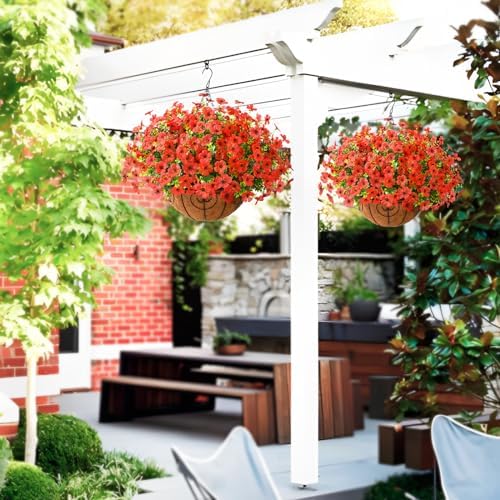 Artificial Hanging Flowers Basket for Outdoor, UV Resistant Plants Daisy - Image 5