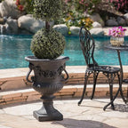 Antique Black Magnesium Oxide Urn Planter, Elegant Decorative Outdoor Garden Patio or Indoor Vase, Ready to Use, 17.3L x 17.3W x 24H Inches - Image 3