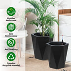 GarveeLife 16 Inch Tall Planters Set of 2, Outdoor Planters Self Watering Plant Pots with Water Level Monitor, Multiple Drainage Holes, Flower Pots for Patio, Porch, Living Room, or Home Office, Black - Image 3