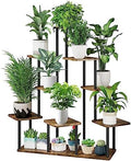 9 Tier Plant Stand Indoor, Thickened Metal Wood Corner Plant Shelf Stands for Multiple Plants, Indoor Tall Plants Stand Tiered Flower Holder for Living Room Patio Garden Balcony(Black+Brown) by YOCOMEY