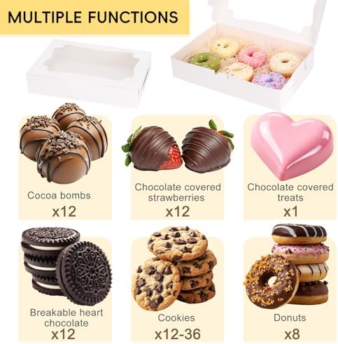 80pcs Cookie Boxes with 4 Style Window, 12x8x2.5 In White Bakery Boxes - Image 7