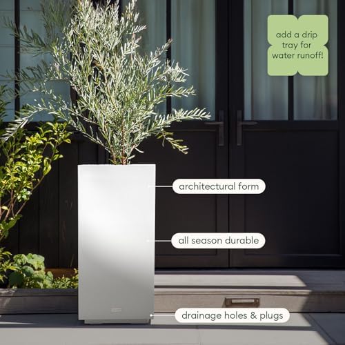 Veradek Block Series Pedestal Planter - Tall Rectangular Outdoor Planter - Image 7