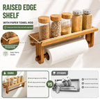 Taozun Acacia Wood Adhesive Paper Towel Holder with Shelf Wall Mount - Image 4