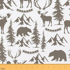 Deer Upholstery Fabric, Christmas Elk Antlers Fabric By The Yard, Bear by Erosebridal