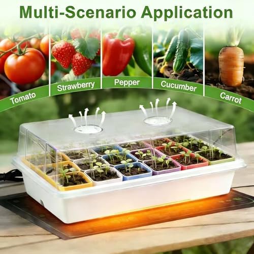 Self-Watering Seed Starter Tray with Grow Light and Heat Mat,Seed Starter Kit,Humidity Domes,Auto Timer,Flexible Brightness Seedling Starter Trays for Indoor Greenhouse Gardening Seed Germinator - Image 2
