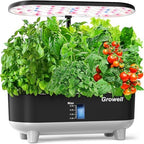 Growell Hydroponics Growing System Kit, 16 Pods Indoor Garden with 28W Full Spectrum LED Grow Light, Auto Timer, 3 Smart Light Modes, 8L Large Herb Garden, Ideal Gardening Gift for Women, Men (Black) by Growell