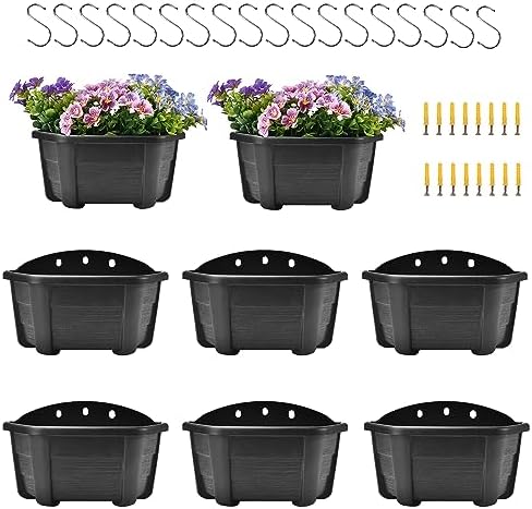 ORIMERC 9.8 Inches Self Watering Wall Planters for Indoor Plants, Railing Planters Balcony Planters Wall Hanging Planters, Lightweight, Dark Coffee (Pack of 8) by OrimercGarden