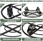 3 Packs Metal Plant Caddy with Wheels 12" Large Rolling Plant Stands Heavy-Duty Wrought Iron Plant Dolly Plant Rollers Planter Mover with Metal Casters, Strong Load Capacity - Image 2