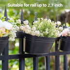 Dahey 10.5 Inch Metal Hanging Flower Pots 5 Pcs Outdoor Railing Planter Box - Image 5