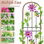 Metal GardenTrellis, Arched Fence Trellis Plant Support Trellises, Supporting Plants Outdoor Decoration for Climbing Plants Lawn Yard Patio Backyard Wall Brackets (Bird+Pink Flower) - Image 3
