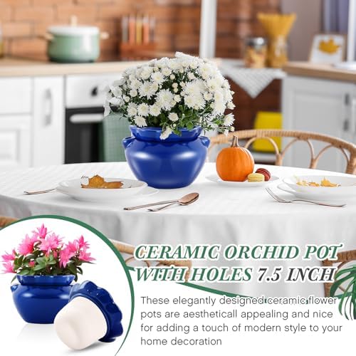 1 Sets African Violet Pots 7.5 Inch Self Watering Pot for Indoor Ceramic Self Watering Planter for Flower Lovers Ideal Plant Pot Thriving Flower Maintenance - Image 6