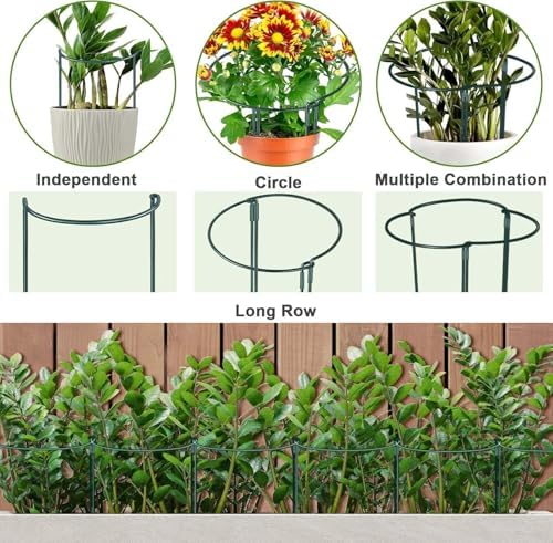 HiGift 4 Pack Height Adjustable Metal Plant Support (36" H or 24" H or 12" H), Heavy Duty Peony Cages and Supports, Half Round Tall Plant Support Ring for Outdoor Indoor Plant Hydrangea Flower - Image 6