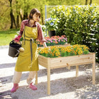 4 FT Outdoor Wooden Raised Garden Bed, Elevated Large Planter Box with Legs for Vegetable/Flower, Standing Growing Bed for Gardening/Backyard/Patio/Balcony, Natural - Image 2