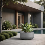 Kante Modern Home Minimalist 20" Dia Pale Gray Concrete Bowl Planter - Image 3