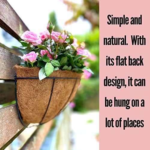 LaLaGreen Wall Planter (12 in, 6 Pack) Black Metal Coco Liner Flower Pots - Image 6
