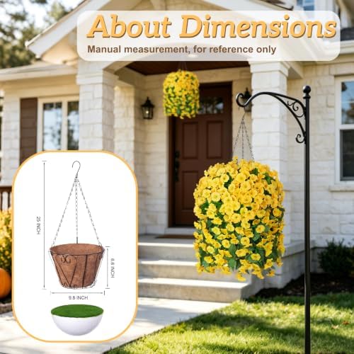Ammyoo Artificial Faux Hanging Flowers Basket for Fall Outdoor Decor - Image 4
