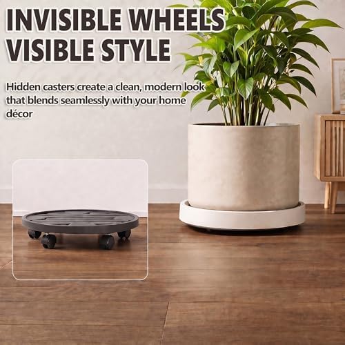 15.5Inch Plant Caddy with Hidden Wheels for Large Pots - Image 3