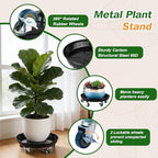 Planterhoma 5 Packs 13 Inch Metal Plant Caddy with Wheels Extra-Large Rolling Plant Stand Heavy-Duty Iron Plant Dolly Casters for Indoor Outdoor Flower Pot Mover Roller Coasters, Black - Image 3