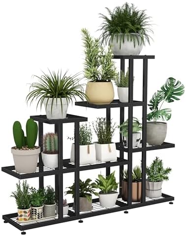 Plant Stand Indoor Corner Plant Stand Window Sill Plant Shelf for Bonsai Tree Live Plants Indoor Outdoor Metal Flower Rack for Apartment Decor Patio Decor, (6-Tier 16 Potted) by HusDream