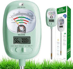 HSLGOVE Soil Test Kit, 7-in-One Soil Moisture Meter/Soil PH Meter/Fertility, Dual Screen Soil Tester w/Digital Soil Temp/Air Temp&Humidity for Plants Gardening,Lawn,Farm Indoor&Outdoor-AppleGreen by HSLGOVE
