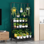 YIZAJIA Plant Stand Indoor Outdoor Hanging Tiered Stands Shelf With wheel - Image 5