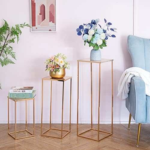 Gold Metal Cube Vase Stand for Wedding Centerpieces, 31.5in Tall, 10 Pcs - Image 4