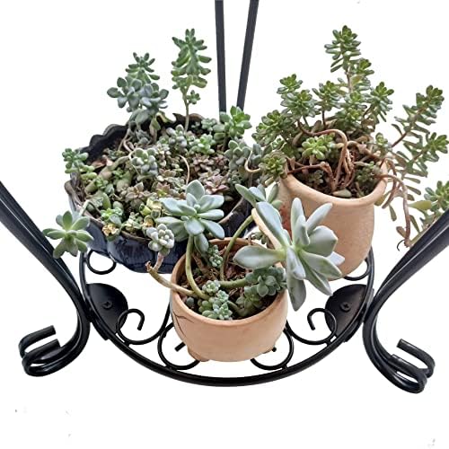 CASIMR 2-Pack Plant Stand, 2 Tier 19.2 inch Tall Metal Potted Holder Rack,Indoor Outdoor Multiple Flower Pot Shelf Rustproof Iron Garden Container for Garden Patio Living Room Corner Balcony, Black - Image 5