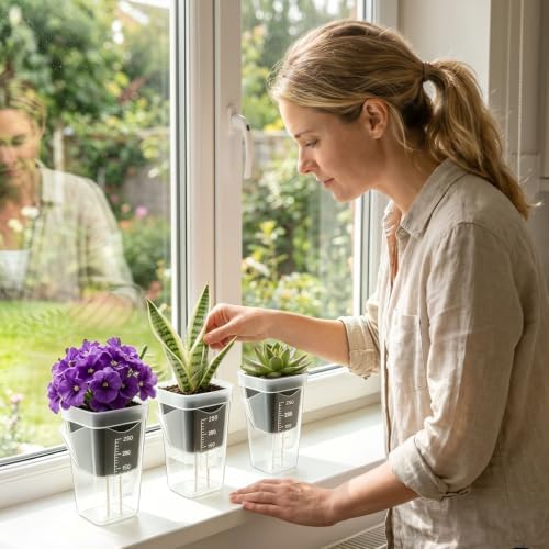 30 Pack 2.5" Small Self Watering Pots for Indoor Plants with 30 Plant Label Mini Clear Plastic Planters with Water Level and Drainage Holes for Propagation, Succulents, and African Violet - Image 7