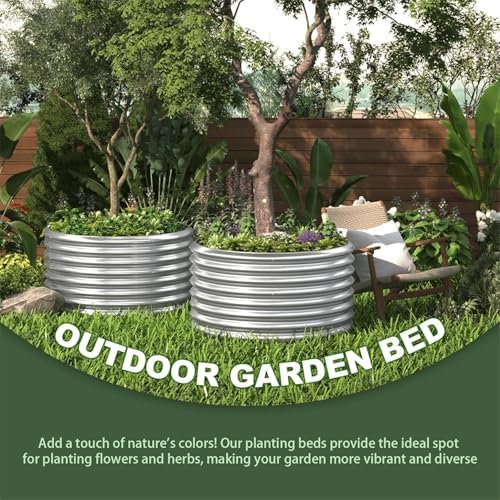 5 Pack 3x3FT Round Corrugated Galvanized Steel Raised Garden Bed Outdoor, Metal Above Ground Garden Bed for Vegetables and Flowers, Raised Beds for Gardening-3x3FTx10Inch - Image 6