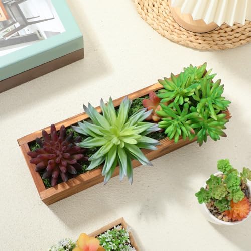 BESPORTBLE Wood Planter Box Set Rustic Wooden Planter Boxes for Indoor Windowsill Balcony Garden Office Decor 11.81 X 4.33 X 6.69 in 2 Pack - Image 2