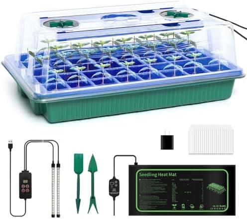 joyhalo 40 Cell Seed Starter Kit with Grow Light and Heating Mat by Joyhalo